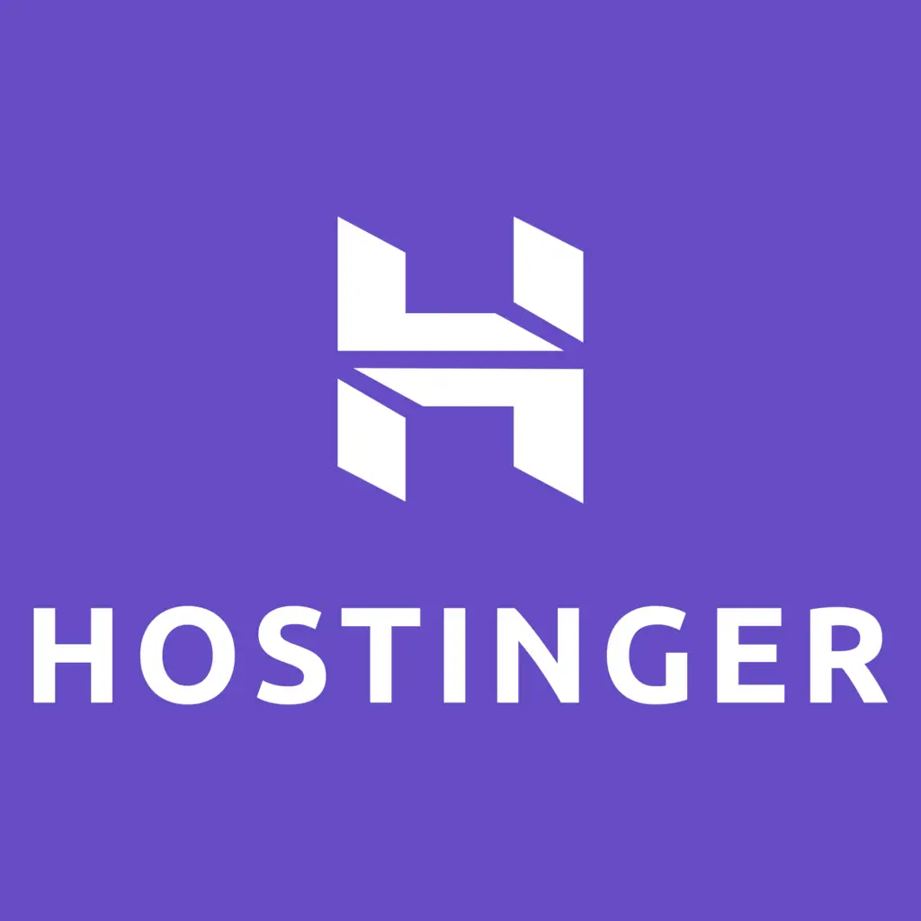 Hostinger logo in purple and white.